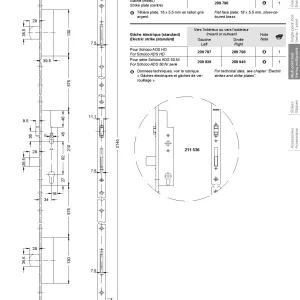 Serrure Schuco 3 points 211397 à pênes basculants T24