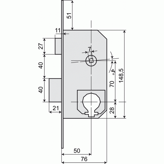 Serrure à encastrer FICHET axe 50/70mm – Image 2