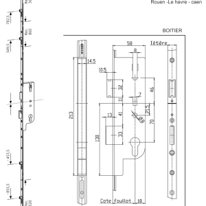 Serrure GU FERCO EUROPA 6-32298-RR-0-0-F 4 galets 50/70
