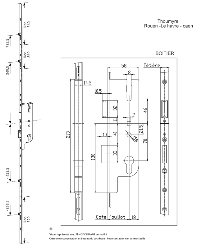 Serrure GU FERCO EUROPA 6-32298-RR-0-0-F 4 galets 50/70