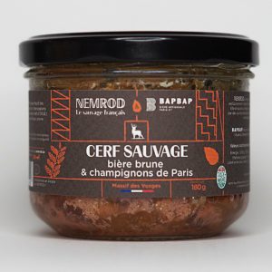Terrine Cerf Bière AmbrĂ©e et Champignons de Paris – 180 g