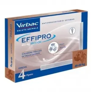 Effipro Spot-On Antiparassitario per Cani 4 Pipette da 4,02ml – Protezione Duratura per Cani 40-60kg da Pulci e Zecche