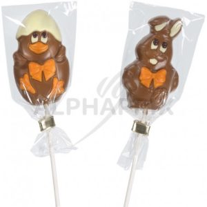 ~Sucettes chocolat poussins et lapins sous cello 35g(par 28)